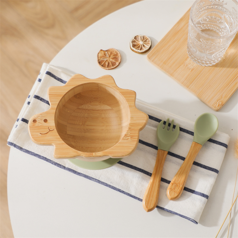 Baby Food Lunch - Baby Wooden Tableware Set Dinosaur Bamboo