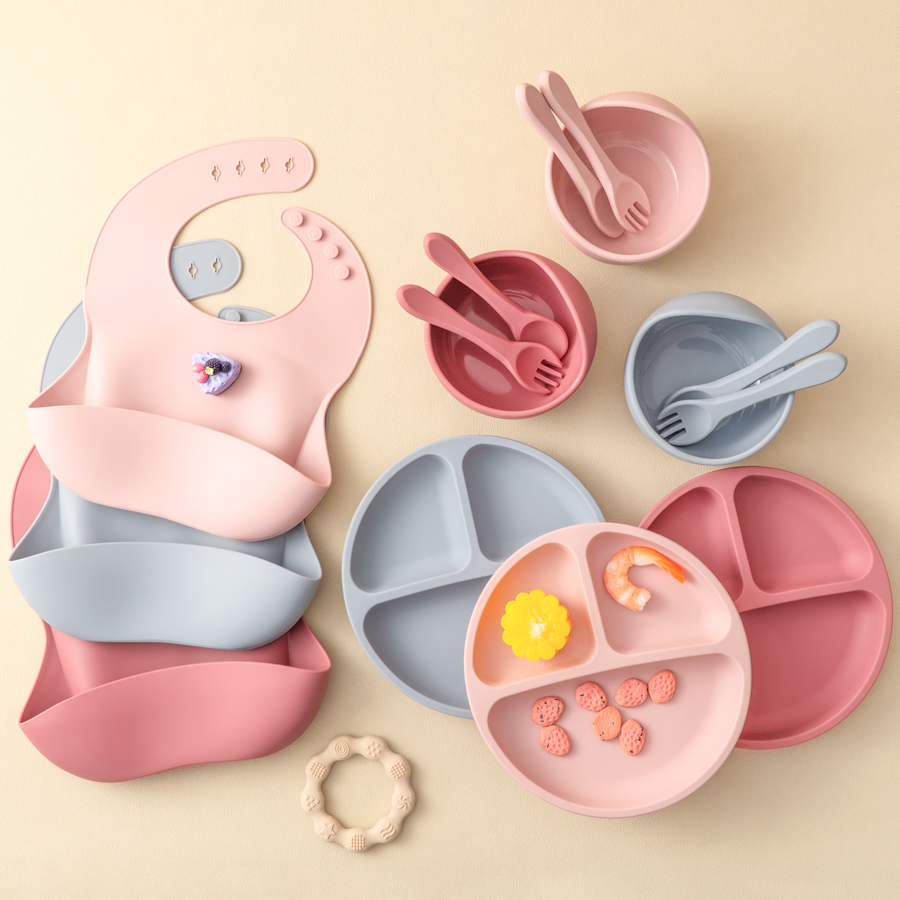 Baby Food Lunch - 5Pcs Baby Silicone Feeding Set Round