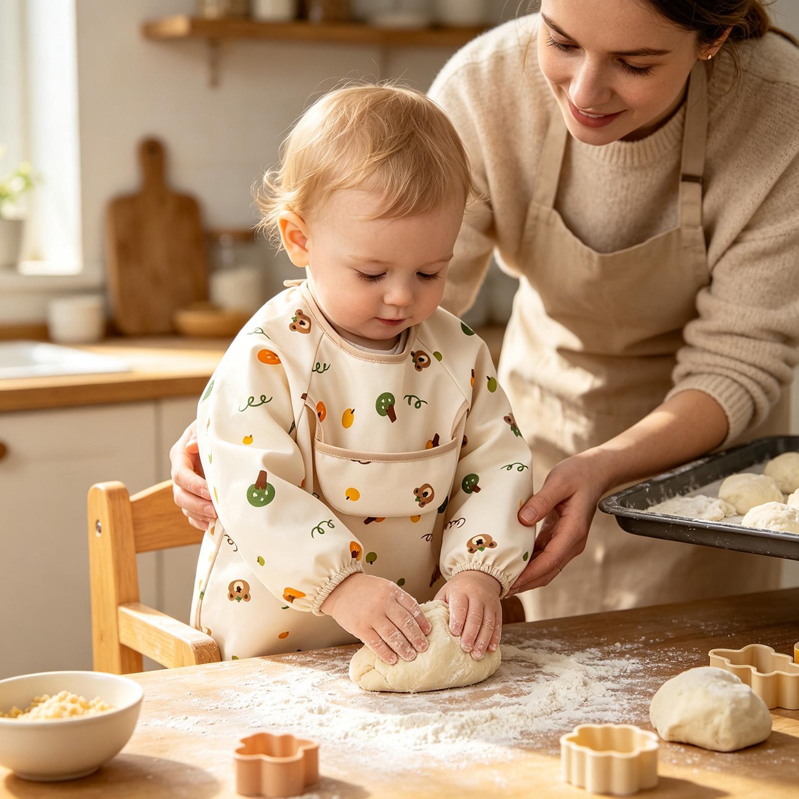Kids Smock Bib Waterproof Reus - Baby Food In Restaurant 评论和价格