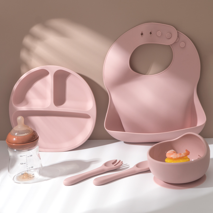 5Pcs Baby Silicone Feeding Set - Baby Food Lunch 评论和价格