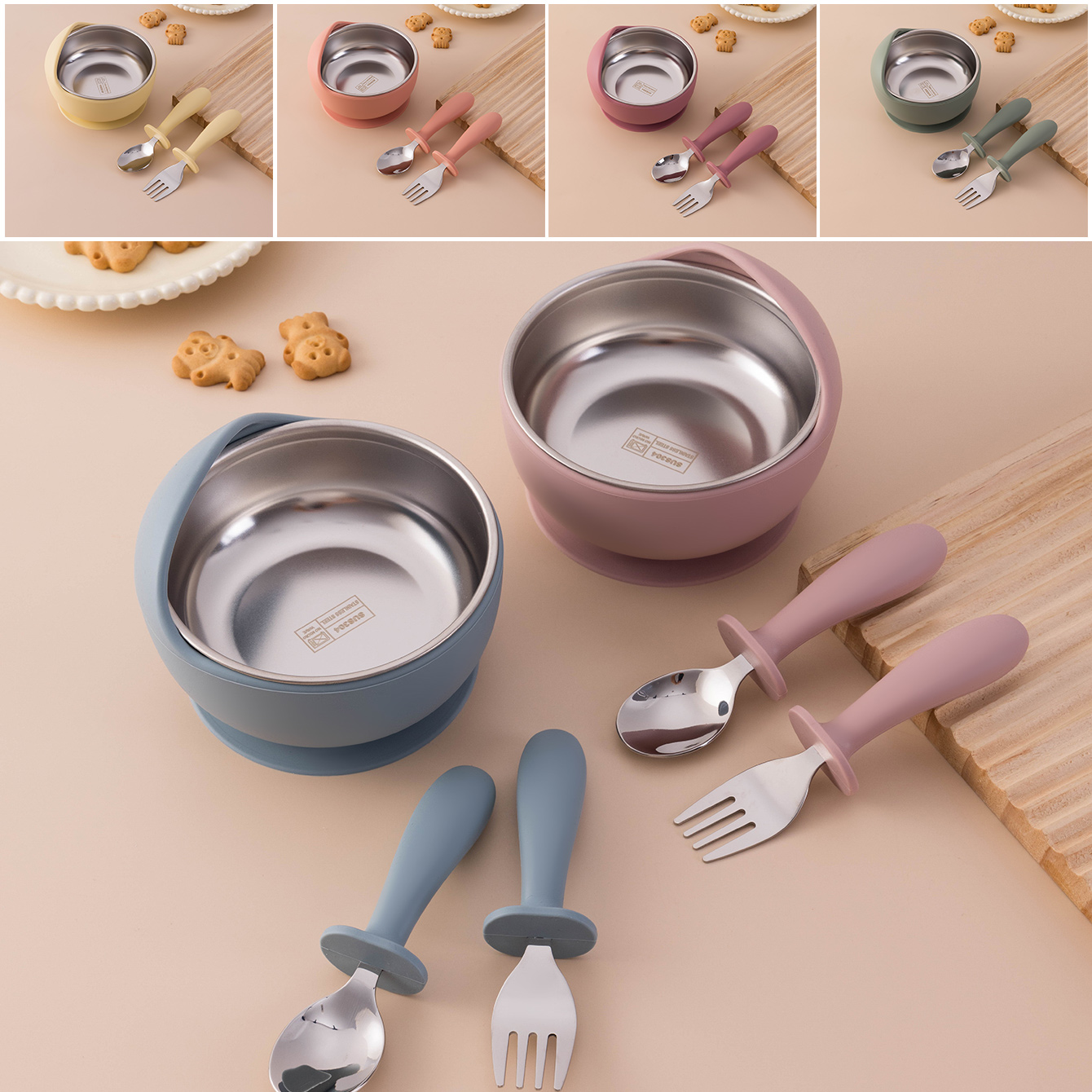 Color Kids 3PCS Stainless Stee - Baby Food Lunch 评论和价格