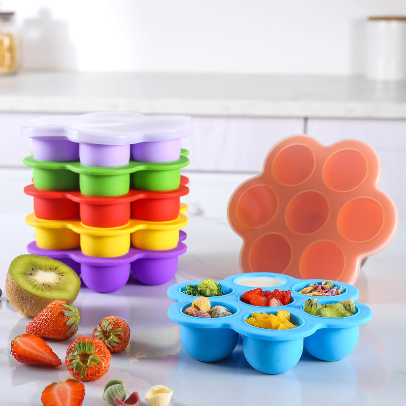 7 Holes Reusable Silicone Baby - Baby Food Freezer Tray 评论和价格