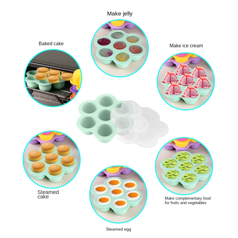 7 Holes Reusable Silicone Baby - Baby Food Freezer Tray 评论和价格