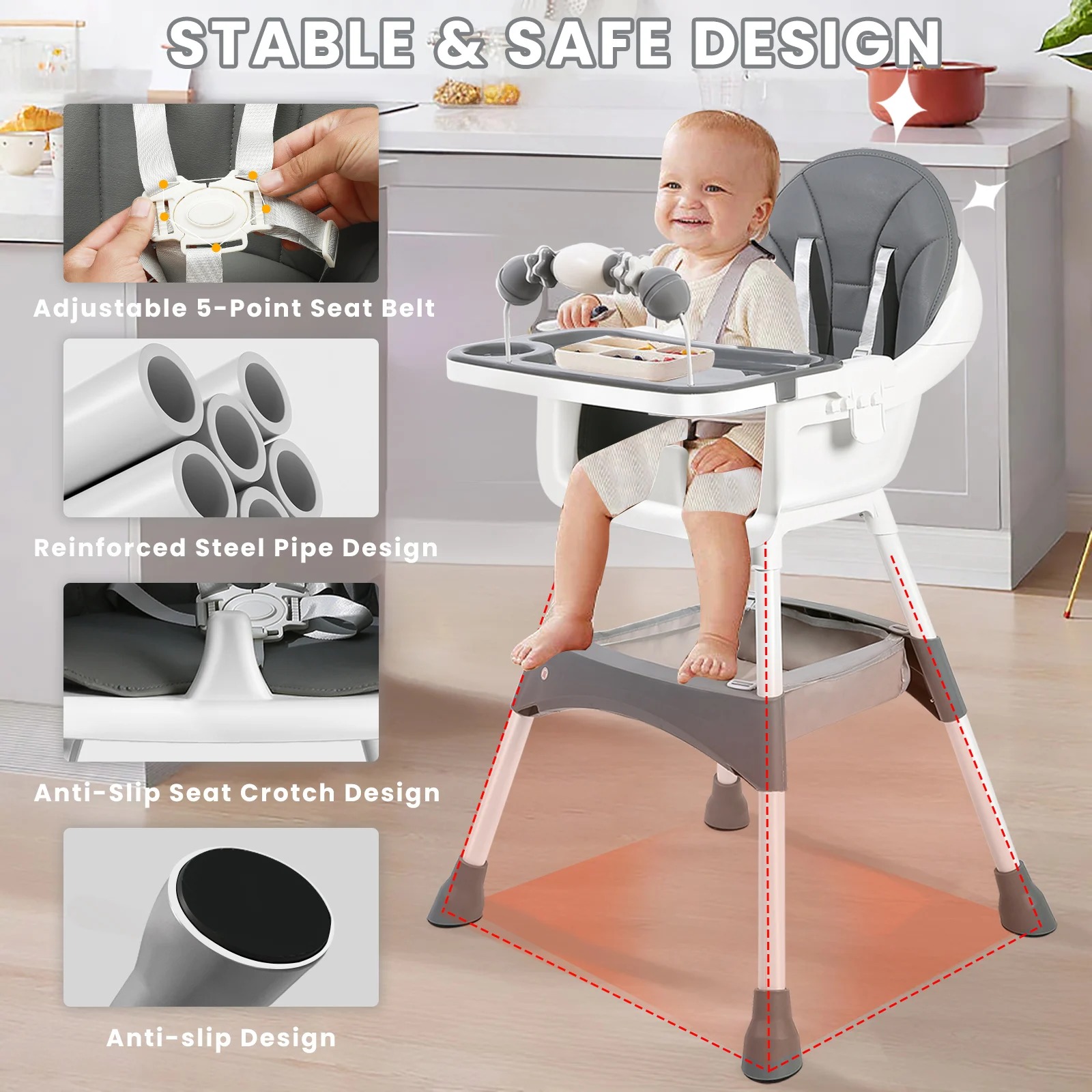 Adjustable Baby High Chair – C - Baby Food Freezer Tray 评论和价格